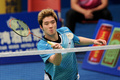 中国・広州（Guangzhou）で開催された世界バドミントン選手権大会（BWF World Champonships）で試合に臨む金基正（Kim Ki-Jung、2013年8月10日撮影）(c)AFP