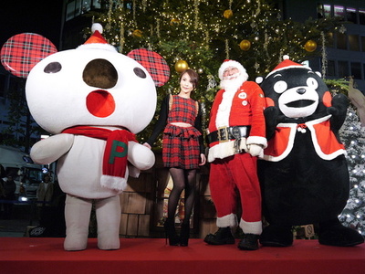 渋谷パルコでクリスマスツリー点灯式、くまモンら登場