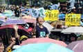 台湾・台北（Taipei）の総統府前で行われたデモの様子（2014年3月30日撮影）。(c)AFP/Sam Yeh