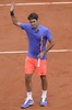 全仏オープンテニス、男子シングルス1回戦。勝利を喜ぶロジャー・フェデラー（2015年5月24日撮影）。(c)AFP/MIGUEL MEDINA