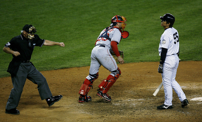 松井秀喜 代打で出場も三振に倒れる