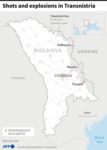 ウクライナから無人機侵入と主張 モルドバ東部の親ロ派支配地域