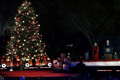 米首都でクリスマスツリー点灯式 著名アーティストが歌のプレゼント