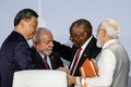 BRICS首脳会議（サミット）に出席した加盟国首脳。南アフリカ・ヨハネスブルクで（2023年8月24日撮影）。(c)Marco Longari / AFP
