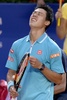 男子テニス、バルセロナ・オープン、シングルス決勝。勝利を喜ぶ錦織圭（2015年4月26日撮影）。(c)AFP/JOSEP LAGO
