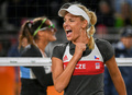 2016年リオデジャネイロ五輪に出場したビーチバレー女子チェコ代表のマルケータ・ナオシュ・シュルコバ（2016年8月10日撮影）。(c)Yasuyoshi Chiba / AFP