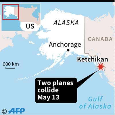 米アラスカ州で水上飛行機が空中衝突、5人死亡1人不明