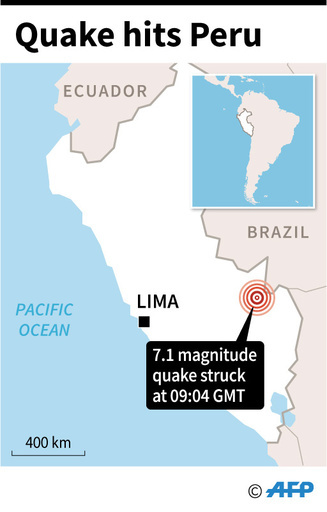 ペルーとブラジル国境付近でM7.1の地震