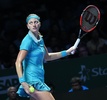 女子テニス、WTAツアー選手権（BNP Paribas WTA Championships - Singapore 2014）4日目。勝利を喜ぶペトラ・クビトバ（Petra Kvitova、2014年10月23日撮影）。(c)AFP/ROSLAN RAHMAN