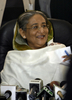 バングラデシュ・ダッカ（Dhaka）で、総選挙の投票後に記者会見を開く、アワミ連盟（Awami League、AL）を率いるハシナ・ワゼド（Hasina Wajed）元首相（2008年12月29日撮影）。(c)AFP/Deshakalyan CHOWDHURY