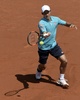 男子テニス、バルセロナ・オープン、シングルス準々決勝。リターンを狙う錦織圭（2015年4月24日撮影）。(c)AFP/JOSEP LAGO