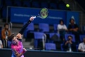男子テニス、木下グループジャパンオープン、シングルス2回戦。サーブを打つベン・シェルトン（2024年9月27日撮影）。(c)Yuichi YAMAZAKI / AFP