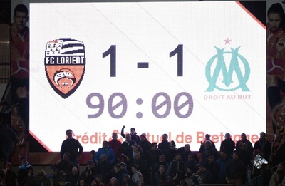 マルセイユ、ロリアンと引き分ける
