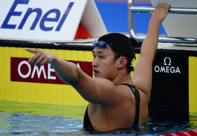 張琳 世界新で800メートル自由形を制す、世界水泳