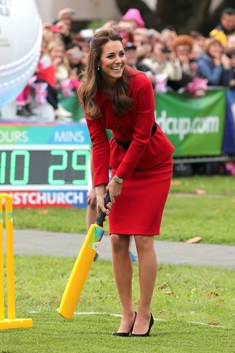 NZ滞在中の英王子夫妻、クリケットを楽しむ