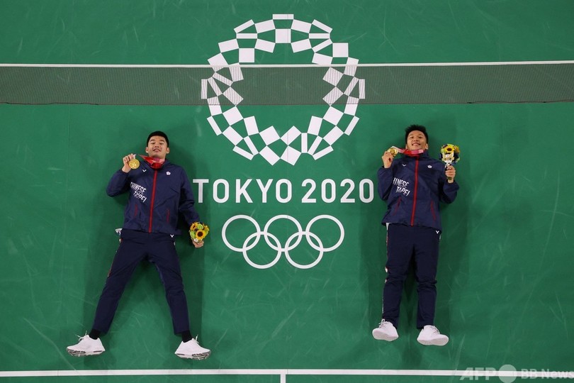 中学からの友人ペア、台湾に初のバド金メダル  東京五輪男子複