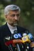 イラン・テヘラン（Tehran）で記者会見を行う、同国のの核問題交渉責任者、サイード・ジャリリ（Saeed Jalili）最高安全保障委員会（Supreme National Security Council、SNSC）事務局長（2009年9月1日撮影）。(c)AFP/MEHR NEWS/BAGHER NASSIR