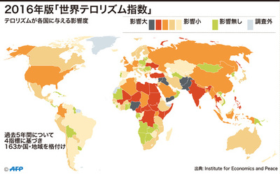 【図解】2016年版「世界テロリズム指数」	