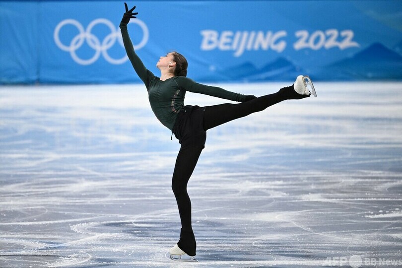 ワリエワ、五輪本番リンクで練習 フィギュア女子