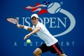 テニス、全米オープン（The US Open Tennis Championships 2014）男子シングルス1回戦。リターンを狙う錦織圭（Kei Nishikori、2014年8月26日撮影）。(c)AFP/Getty Images/Julian Finney