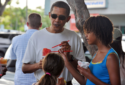 オバマ米大統領、選んだかき氷は「スノオバマ」