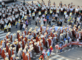 韓国・ソウル（Seoul）をデモ行進する仏教の僧侶ら（2008年8月27日撮影）。(c)AFP/KIM JAE-HWAN