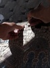 パレスチナ自治区ヨルダン川西岸（West Bank）のエリコ（Jericho）近くにあるデイル・ハジラの修道院（Hejleh monastery）で、モザイク画を制作する専門家の男性の手元（2014年2月19日撮影）。(c)AFP/ABBAS MOMANI