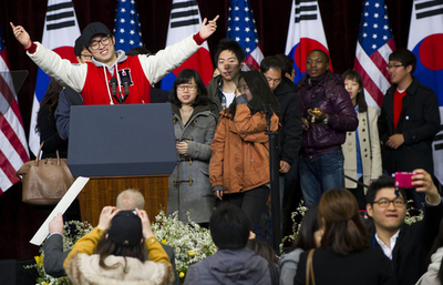 オバマ米大統領、韓国外大で講演 北朝鮮とイランの核開発に言及