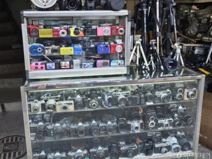 中古カメラ店に陳列されたビンテージカメラ(c)MONEYTODAY