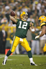39本中22本のパスを成功させ290ヤードを獲得したグリーンベイ・パッカーズのアーロン・ロジャース（%%Aaron Rodgers%%）。（2008年9月21日撮影）(c)AFP/Getty Images/Tom Hauck