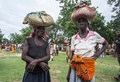 マラウイ南部の避難民キャンプで、配給されたトウモロコシを運ぶ女性（2019年3月14日撮影）。(c)AMOS GUMULIRA / AFP