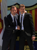 スペイン1部リーグ、FCバルセロナ（FC Barcelona）の本拠地カンプ・ノウ・スタジアム（Camp Nou stadium）で、サンドロ・ロセール（Sandro Rosell）会長ともに監督就任会見に臨んだティト・ビラノバ（Tito Vilanova）新監督（2012年6月15日撮影）。(c)AFP/LLUIS GENE