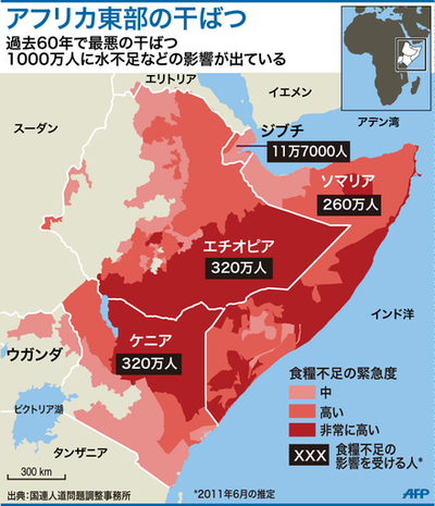 東アフリカ、過去60年で最悪の干ばつ 飢饉がせまる
