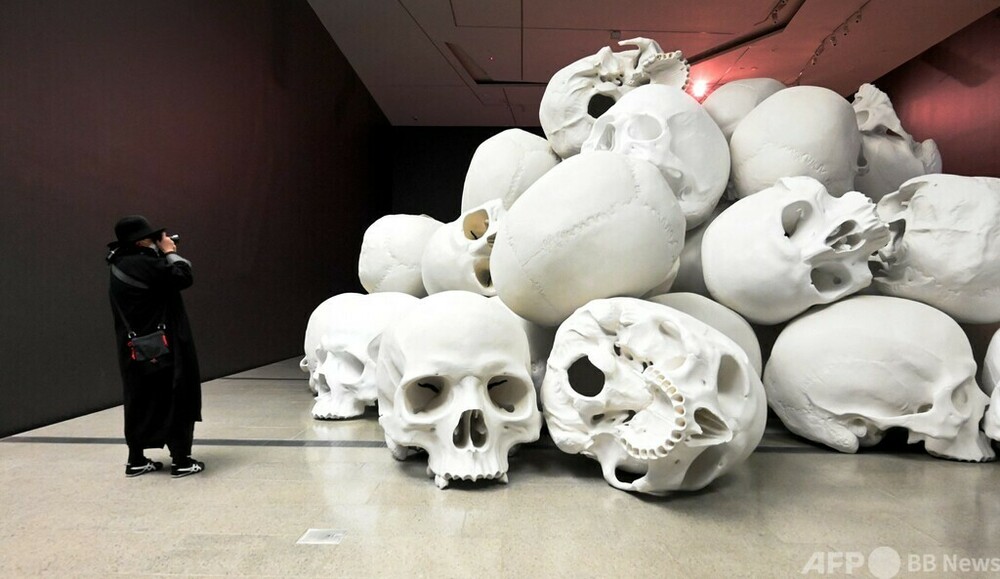 巨大な頭蓋骨がごろごろ…総重量5トン！ 豪美術館 写真6枚 国際ニュース