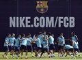 シウタ・エスポルティバ・ジョアン・ガンペール（Ciutat Esportiva Joan Gamper）で練習に臨むFCバルセロナ（FC Barcelona）の選手（2014年5月16日撮影）。(c)AFP/LLUIS GENE