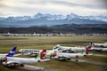 航空機保管会社ターマック・アエロセーブが保管する航空機。フランス南西部アズレの駐機場で（2021年2月4日撮影）。(c)Lionel BONAVENTURE / AFP