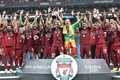 UEFAスーパーカップ、リバプール対チェルシー。表彰式で優勝を喜ぶリバプールの選手（2019年8月14日撮影）。(c)OZAN KOSE / AFP