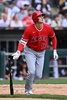 23MLB、シカゴ・ホワイトソックス対ロサンゼルス・エンゼルス。4回に2点本塁打を放つロサンゼルス・エンゼルスの大谷翔平（2023年5月31日撮影）。(c)Jamie Sabau/Getty Images/AFP
