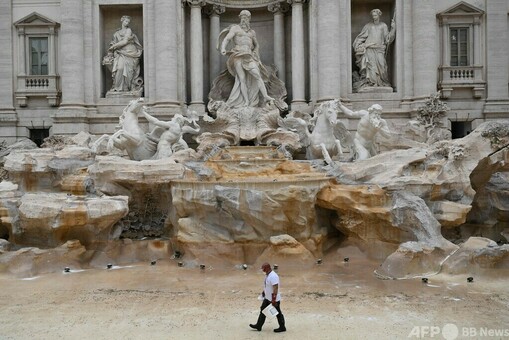 トレビの泉 ミニチュア 陶器製 噴水機能付き、イタリア