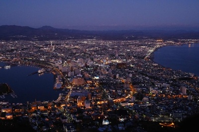 Night view of tourist spot Hakodate in Japan