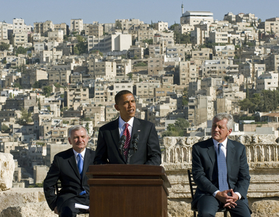 ＜08米大統領選挙＞オバマ氏、ヨルダンで記者会見