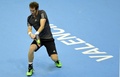 男子テニス、バレンシア・オープン（Valencia Open 2014）シングルス準々決勝。リターンを打つアンディ・マレー（Andy Murray、2014年10月24日撮影）。(c)AFP/JOSE JORDAN