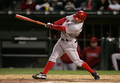 4回表に決勝打となる適時打を放つエンゼルスのレジー・ウィリッツ（%%Reggie Willits%%）。(c)AFP/Getty Images Jonathan Daniel