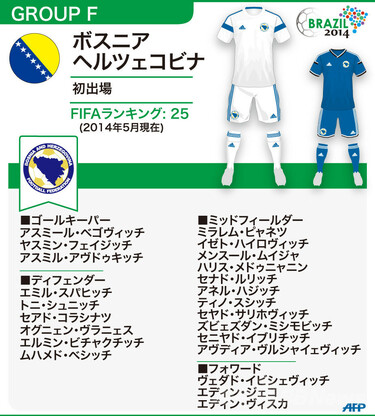 図解】W杯ブラジル大会：ボスニア・ヘルツェゴビナ代表メンバー23人