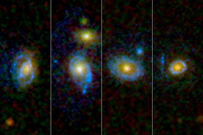 「初期の銀河」に輝く紫外線のリング、ハッブルとGALEXで撮影