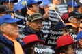 韓国・ソウルで行われた反北朝鮮デモで、プラカードを持って抗議する親米保守派の活動家ら（2019年2月26日撮影）。(c)Jung Yeon-je / AFP