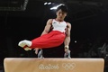 リオデジャネイロ五輪、体操男子予選。あん馬の演技に臨む内村航平（2016年8月6日撮影）。(c)AFP/Ben STANSALL