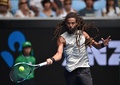 全豪オープンテニス、男子シングルス1回戦。フォアハンドを打つダスティン・ブラウン（2017年1月17日撮影）。(c)AFP/PETER PARKS