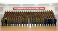 北朝鮮の国営朝鮮中央通信（Korean Central News Agency）が公開した北朝鮮人民軍第851部隊を視察する金正日（キム・ジョンイル、Kim Jong-Il）総書記（前列中央）の写真（2009年4月25日撮影、26日公開）。(c)AFP/KCNA via KNS