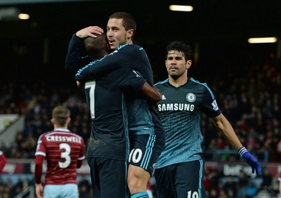 首位チェルシー、アザールの決勝点でウェストハム下す